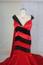 Style C2022-JDred - Cap Sleeve Plus Size Red and Black formal evening gowns