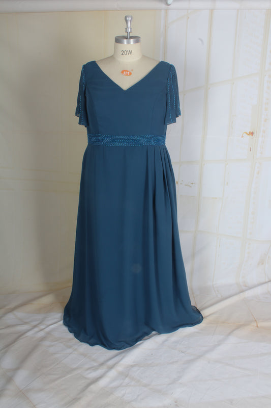 Style C2021-JHarris - Short sleeve plus size evening gown