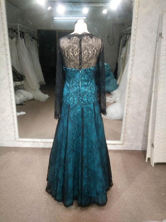 Style LE1193 black lace long sleeve mother of the Bride formal dress