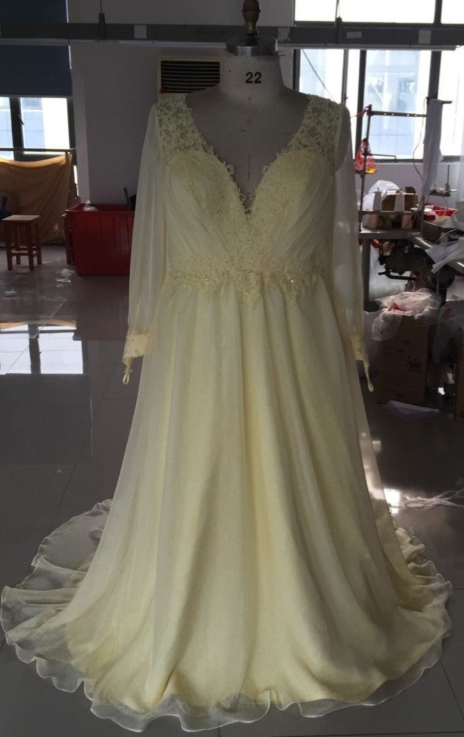 Pastel Yellow Plus Size lace Formal Dress – Darius Cordell Couture