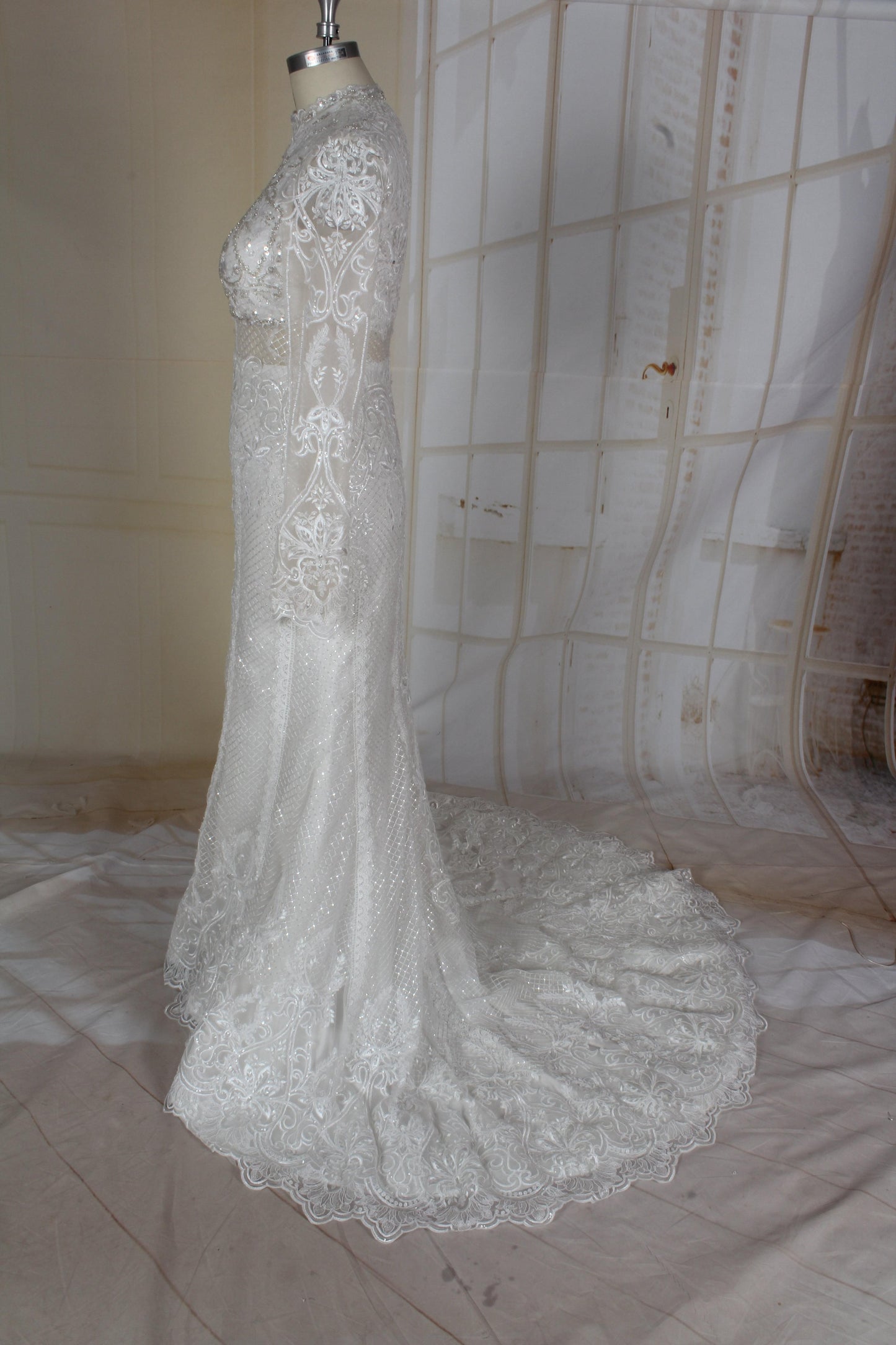 C2021-Heiss  Long Sleeve replicated wedding gown
