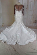 C2021-Nicole - Sheer dark net long sleeve plus size wedding gown