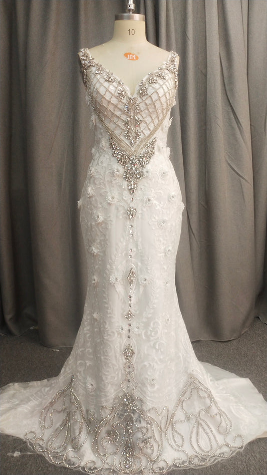 C2021-Perrline - crystal beaded wedding gown inspired by Leo Almodal