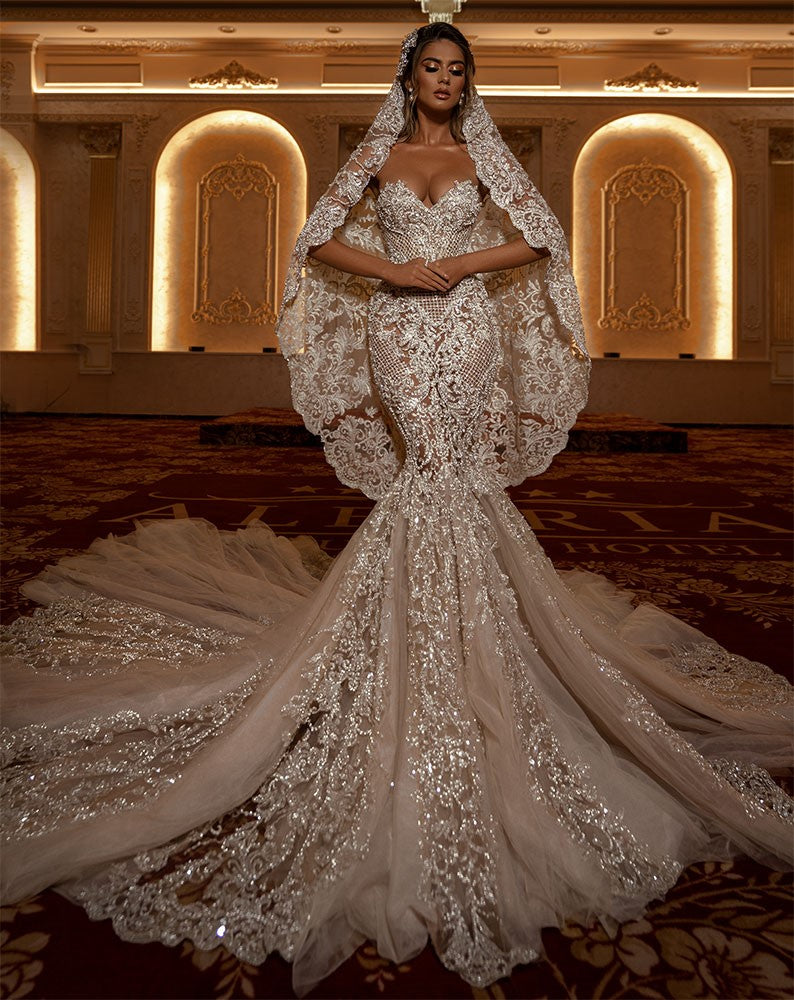 Lace Crystal Beaded Wedding Gowns C2022-VB88 Swarovski Crystal Beaded Strapless Fit-to-flare Lace Crystal Beaded Wedding Gowns C2022-VB88 Swarovski Crystal Beaded Strapless Fit-to-flare