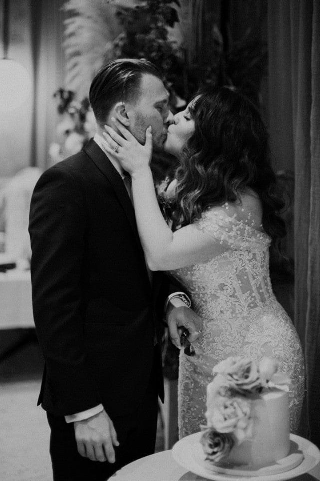 C2021-aSL0887 sheer off the shoulder beaded lace wedding gown with train