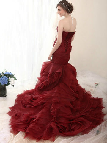 Darius Cordell Strapless Burgundy colored Evening Gowns Wedding Dress –  Darius Couture