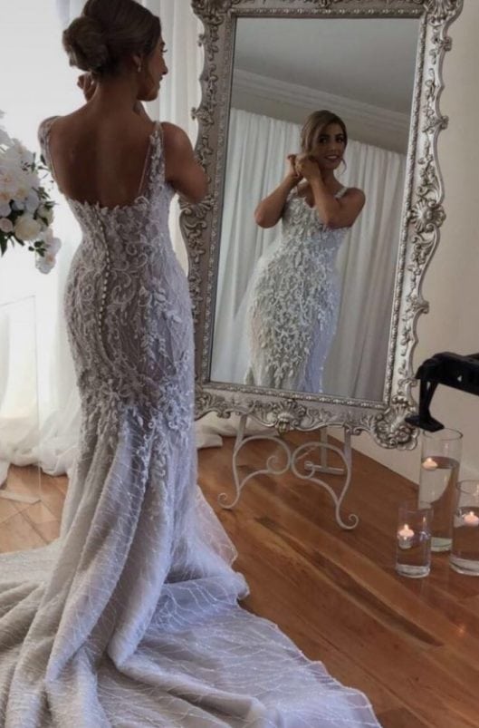 C2022-bl099 - Ornate embroidered wedding gown