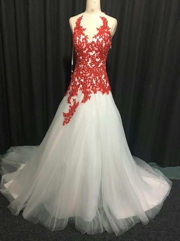 Style #012817 Red and White Halter Style Wedding Dresses Darius Couture Style #012817 Red and White Halter Style Wedding Dresses Darius Couture