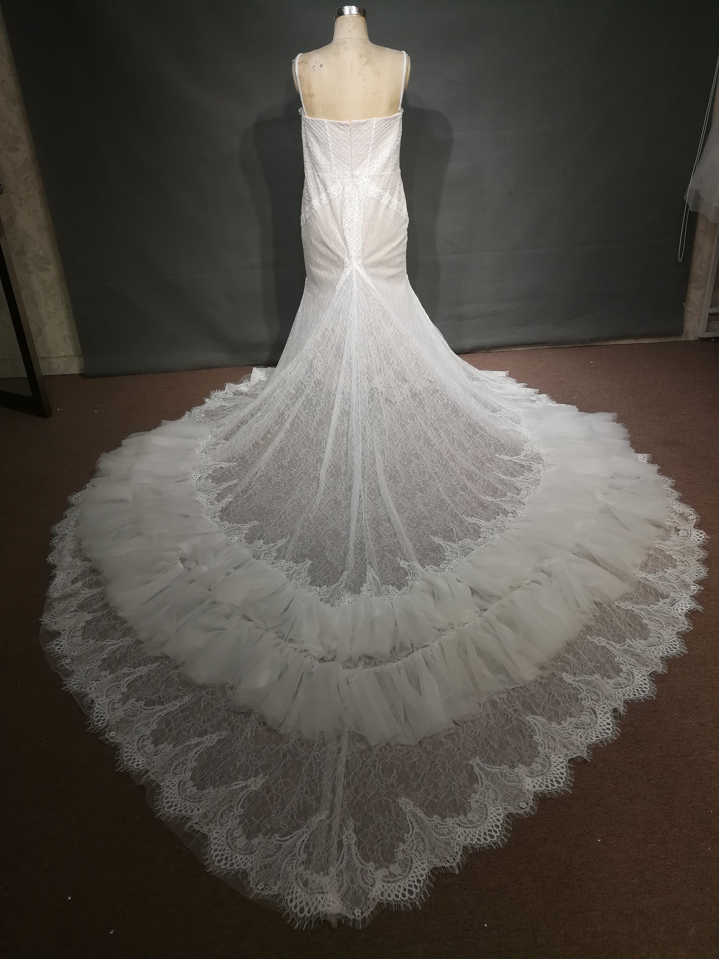 Style #C2017-Mel - Spaghetti Strap plus size lace wedding dress