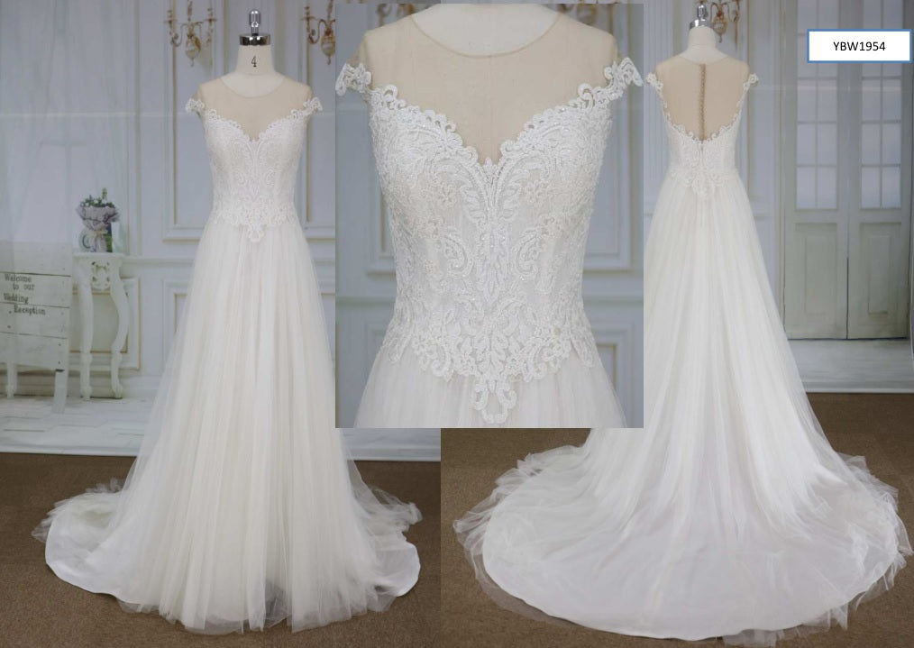 Style YBW1954 off the shoulder plus size bridal dress