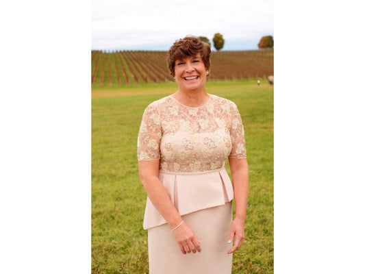 C2022-MST11 - Short sleeve peplum mother of the bride formal evening dress