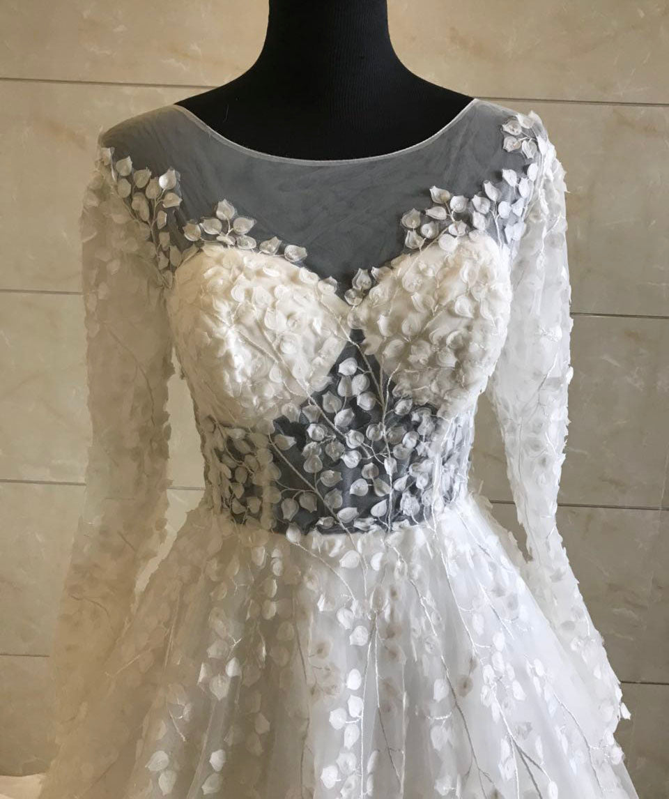 Style DOL-Y002 Long sleeve illusion bodice wedding gown
