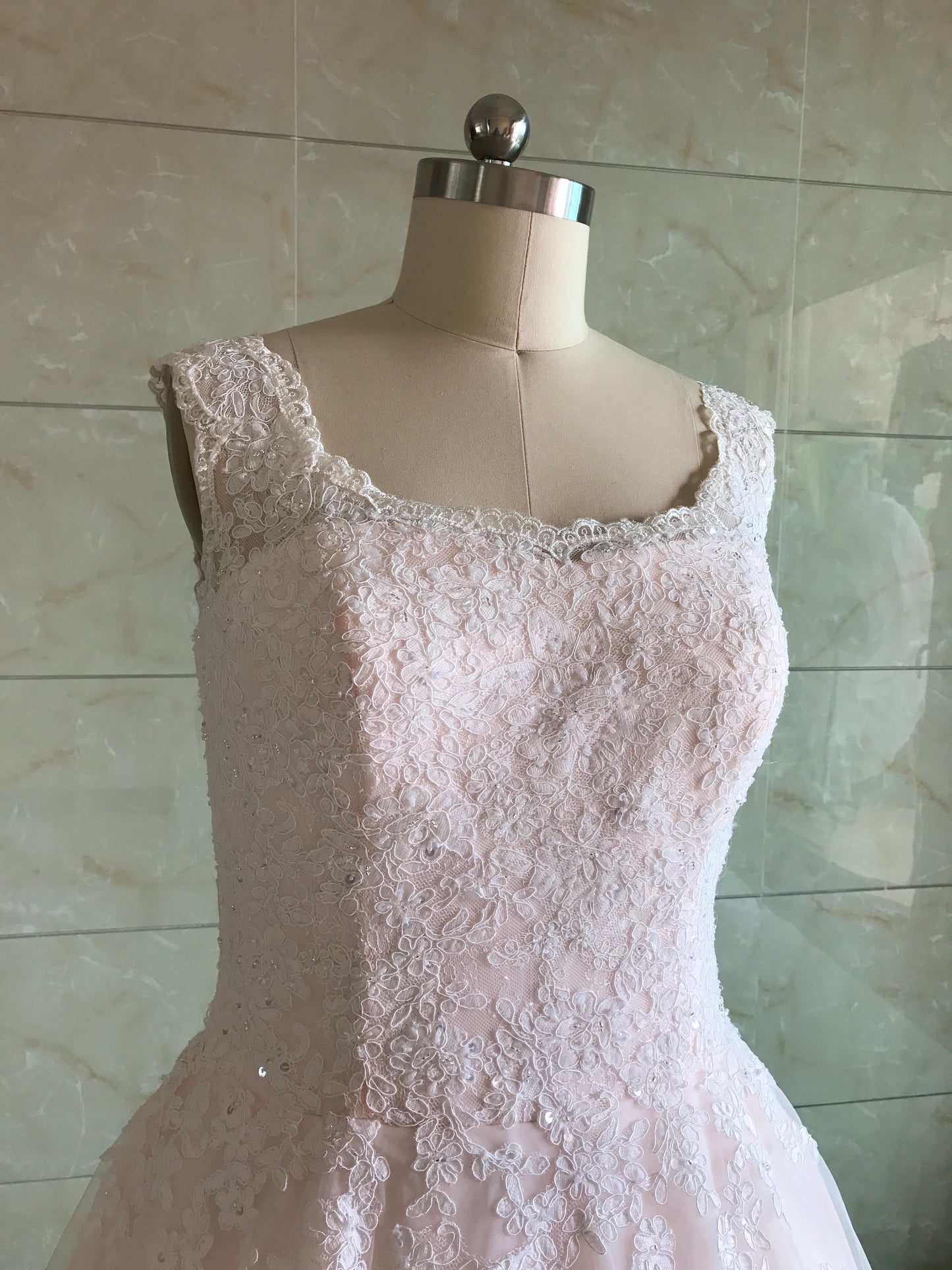 Style DOL-Y004 - Pastel Pink sleeveless wedding gown