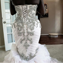 C2020-SP8b - Strapless fit-and-flare ruffle train wedding gown