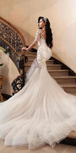 C2022-LS77 - Vestido de novia de alta costura de manga larga con pedrería