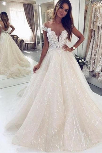 C2021-OSA37 - Off the shoulder a-line wedding gown