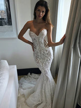 C2021-SB022b  strapless 3D embroidered fit-to-flare wedding gown