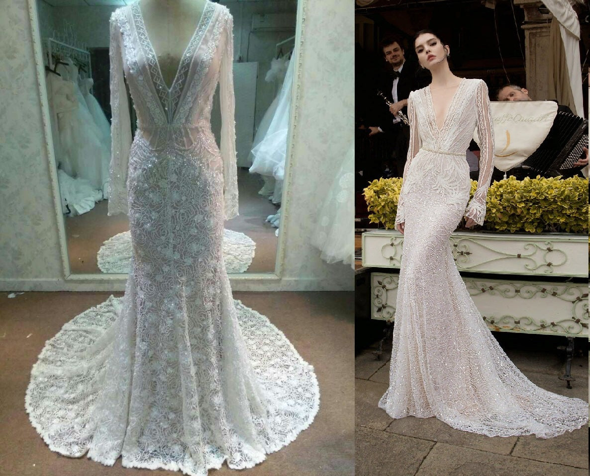 Style C2015-MJLS - replication of a long sleeve wedding gown inspired by Inbal Dror