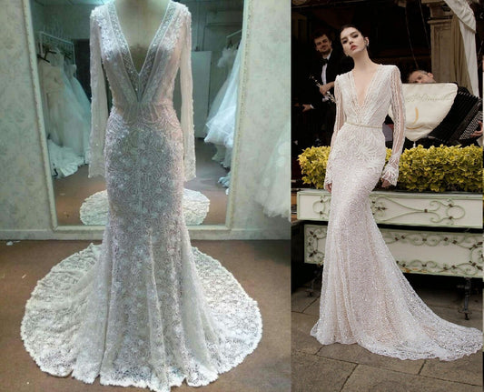 Style C2015-MJLS - replication of a long sleeve wedding gown inspired by Inbal Dror