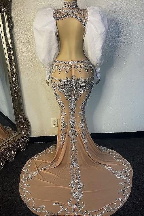 C2022-NW69 Robe de soirée formelle surdimensionnée à manches longues avec bling 