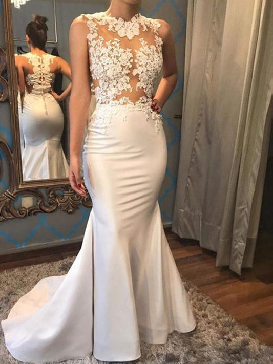 C2021SFF7 - Sleeveless illusion bodice wedding gown