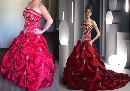 Style C2015-SYred - Replica of a red strapless formal ball gown wedding dress