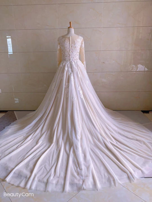 DOL - Robe de mariée traditionnelle manches longues