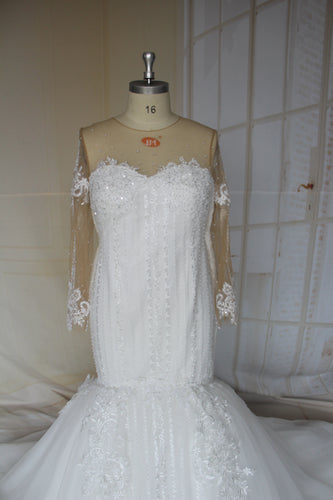 Style C2021-Shermaine - Plus Size wedding gown with sheer neck and sleeves