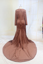 Style C2022JD Brown - Chocolate Long sleeve sequin beaded formal evening gown
