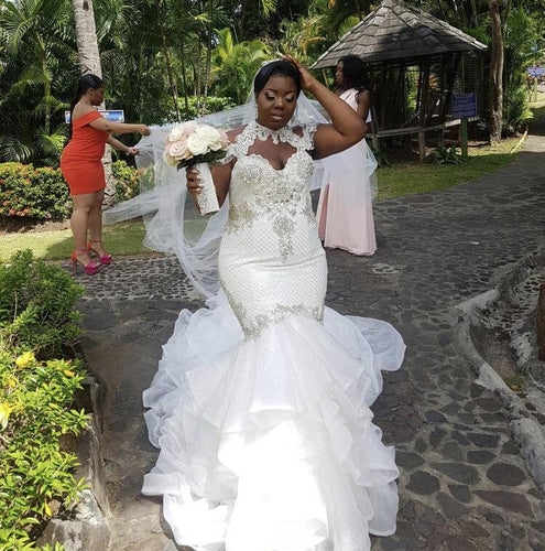 C2022-HF088  Halter fit-and-flare wedding gown